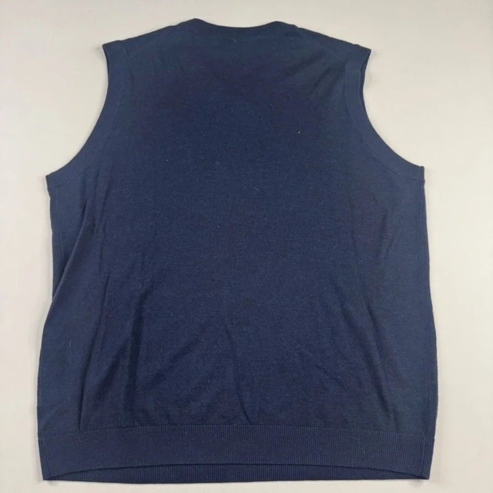 Turnbury Sweater Vest Mens 2X Tall‎ Navy Blue Extra Fine Merino Wool V-Neck